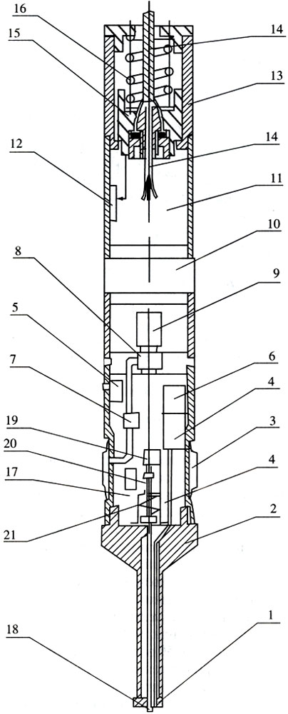 Рис. 3. Термобуровой снаряд ТБПО-132 (пояснения см. в тексте)